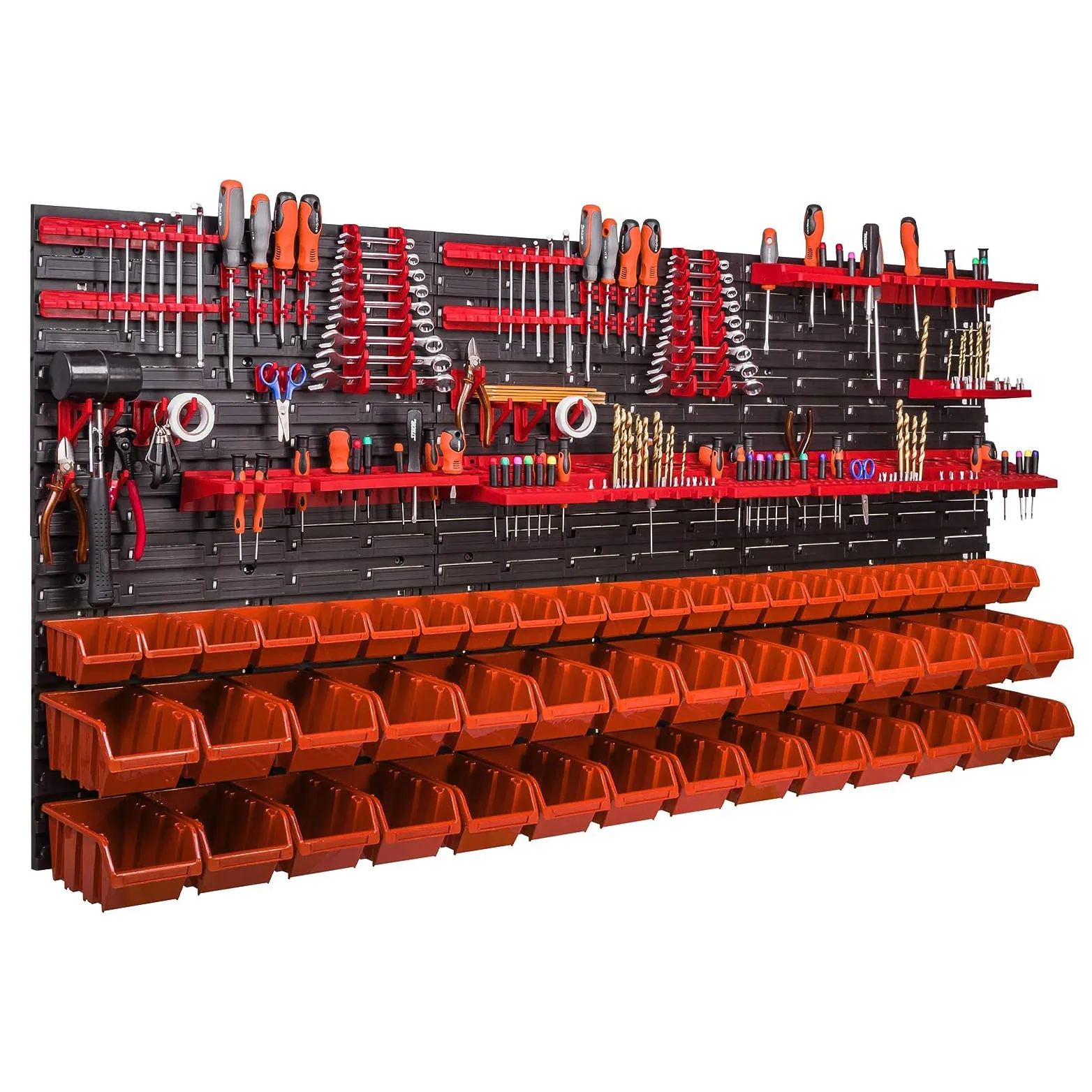 Wholesale Wall Mounted Hanging Tool Storage Bin Panel Rack System 92 pcs Wall Tool Storage Bins