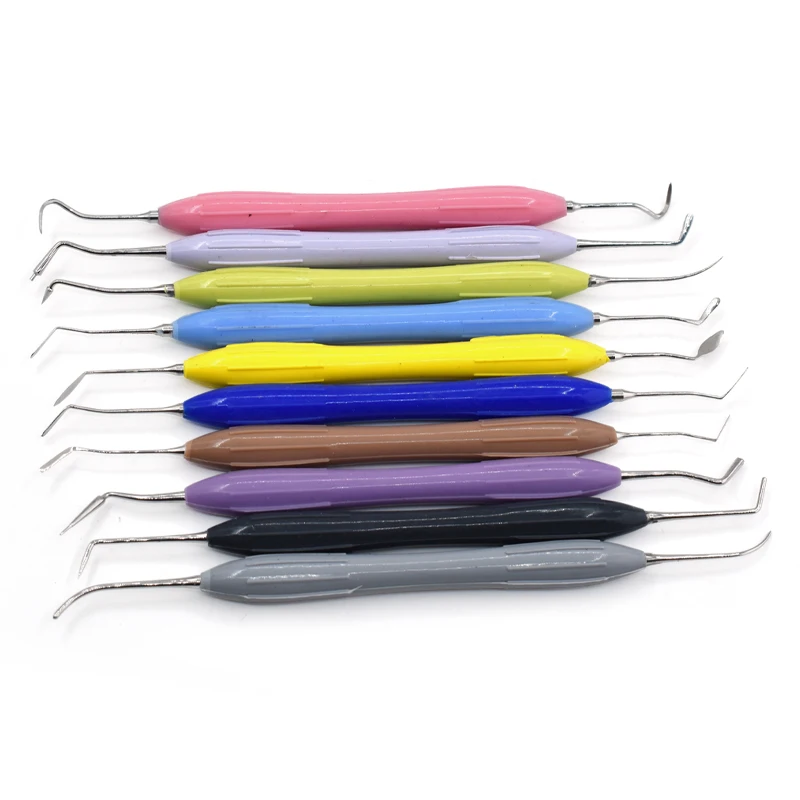 10pcs Dental Composite Filling Scalers with Restorative Dental Instruments and Silicon Handles