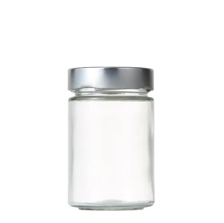 Glass Jar Honey Packing Bottle Jam Jar Candy Bottle Glass Storage Bottle with Silver Lids