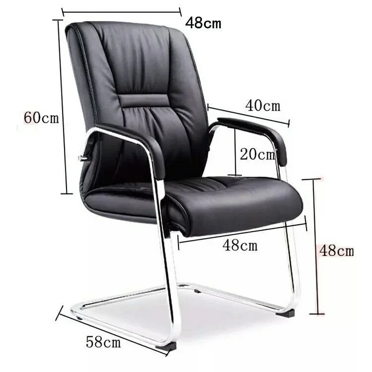 Commercial Furniture Reception Chairs Leather Executive Side Chair with Sled Base Black