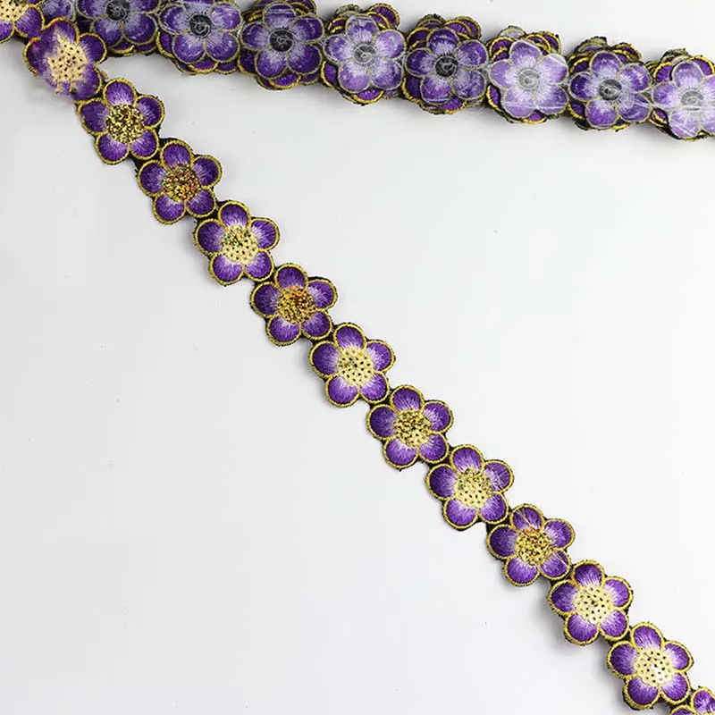 4cm wide diy garment costume lace material iron-on textile dress hat sewing ethnic flower embroidery sequined edge lace trims