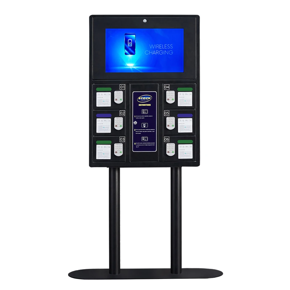 Pin-код 6 Bay зарядная станция для сотового телефона шкафчик в черном