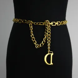 Luxury Designer Metal Chain Belt Double C Original LOGO Famous Brands Belts Pendant Dress Jeans Waist Sweater Chain