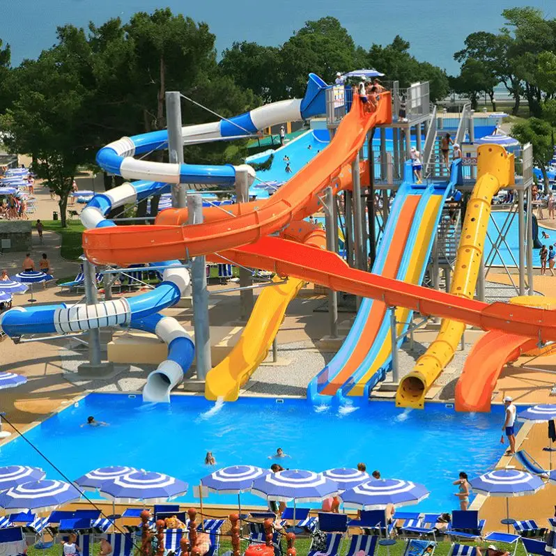 Spiral Slide for Outdoor Water Playground and Aqua Park Installations, Designed for Maximum Durability