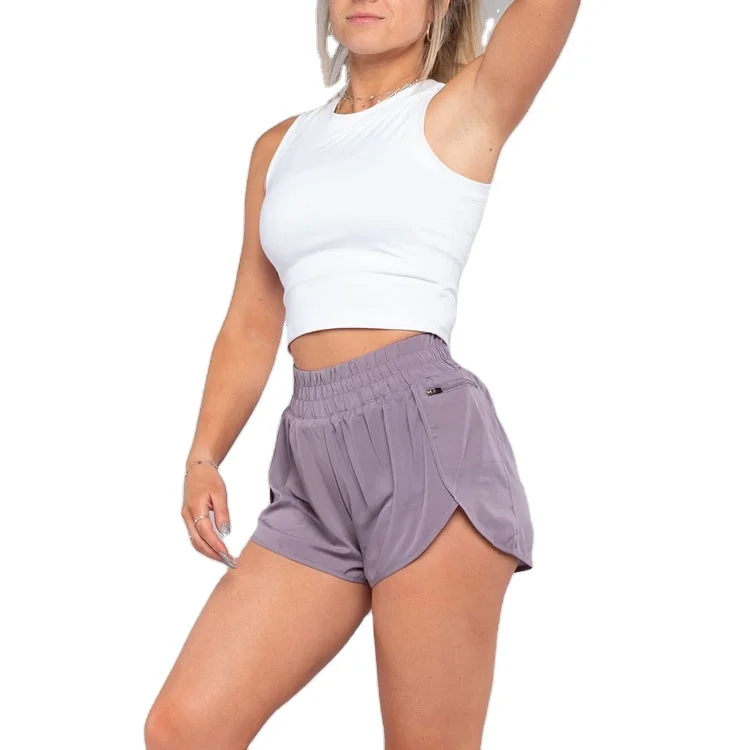 Women Zip Pocket Gym Activewear Tank Tops Shorts Sets High Waist Fitness