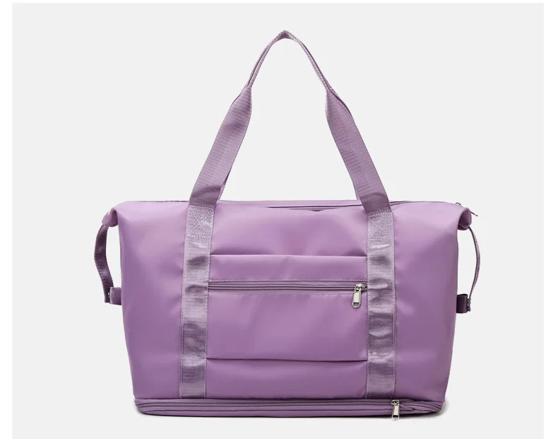 Custom Cheap Foldable Gym Fitness Yoga Handbag Overnight Weekender Duffel Storage Bag Women Travel Bag With Expandable Bottom