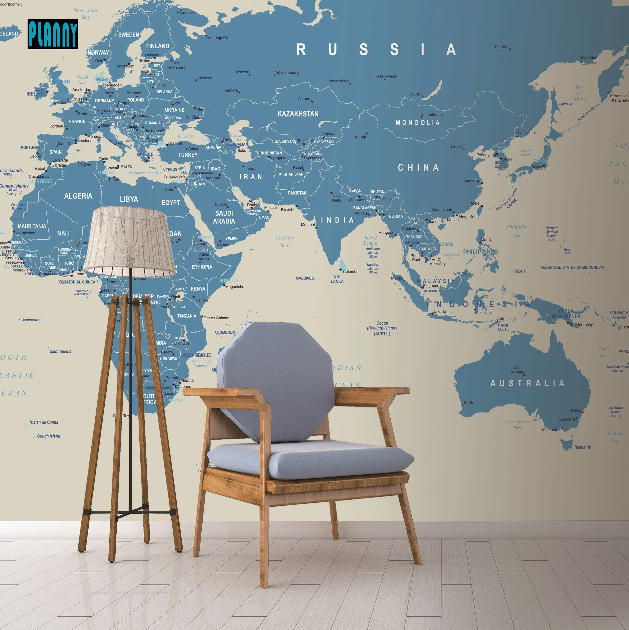 High quality world map mural popular Design  American Europe Fashion style wall paper wall panel