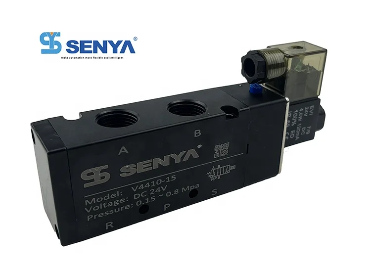 SENYA 4V110 Pilot Operated Single Coil 5/2 Pneumatic Air Solenoid Valve 12V 110V 220V DC24V 5/2 Way Solenoid Valve