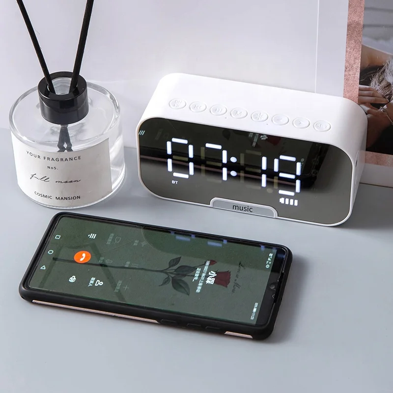 Portable BT Speaker Super Bass Wireless Stereo Speakers Support TF AUX Mirror Alarm Clock for Phone Computer  Gift Sound