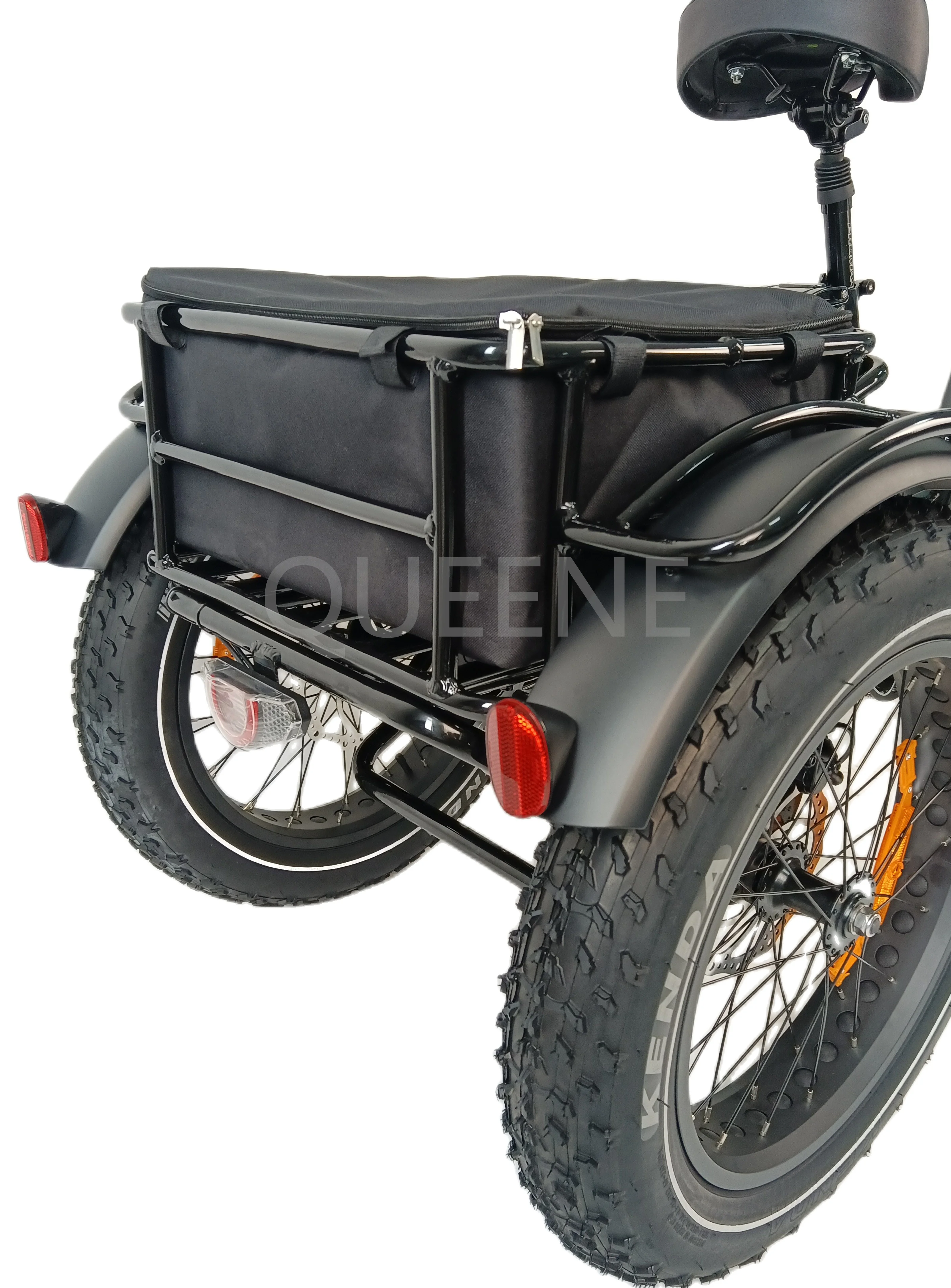 QUEENE/750w Powerful Bafang Front Motor Electric Tricycle 3 Wheels Folding E Trike Cargo Bike Fat Tire