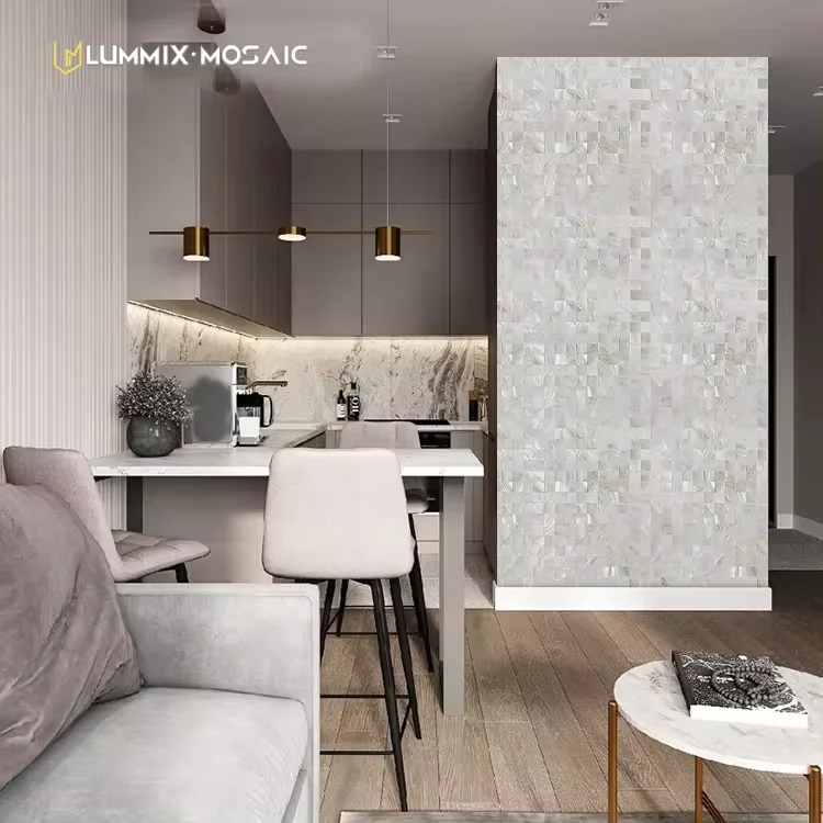Square dense patchwork white shell Mosaic self-adhesive type wall decoration Mosaic