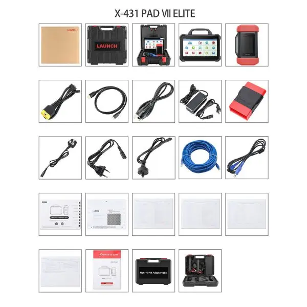 Launch X-431 PAD VII PAD 7 Elite Car Diagnostic Tool plus X431 EV Diagnostic Upgrade Kit with Card Supports New Energy Battery