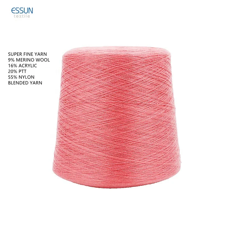2022-2023 Super Fine Yarn Nm48/2 Nm28/2 9% Cashmere feel Merino Wool 16% Acrylic 20% PTT 55% Nylon Blended Sweater Knitting Yarn