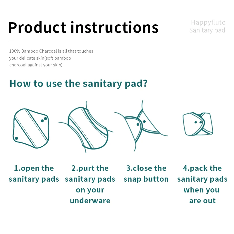 Mora mona Reusable Ladies Sanitary Napkin Pad 27*17CM Washable Bamboo Cloth Menstrual Sanitary Heavy Flow Always Pad  For Woman