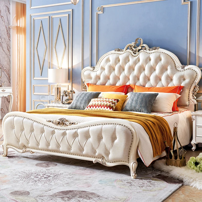 2021 High Quality White Light Luxury Adult Adjustable King Size Leather Bed for Adults Full Bedroom Furniture Set