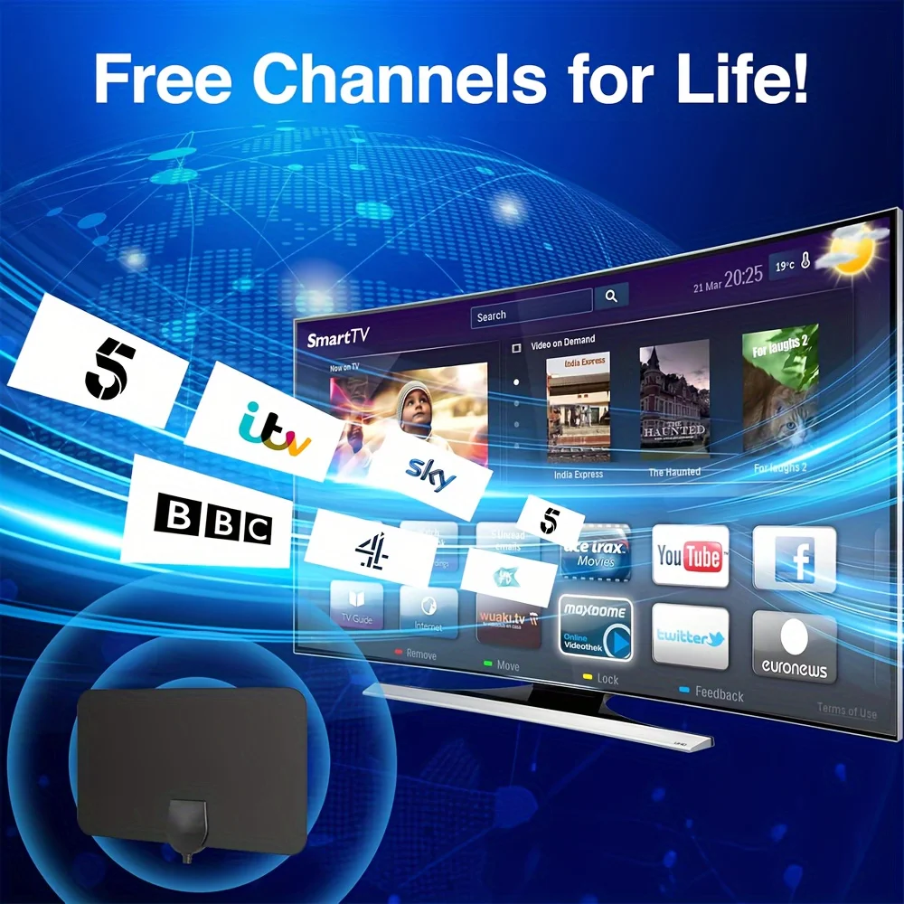 Indoor TV Antenna for Digital HDTV 4K 1080P Signal Amplifier