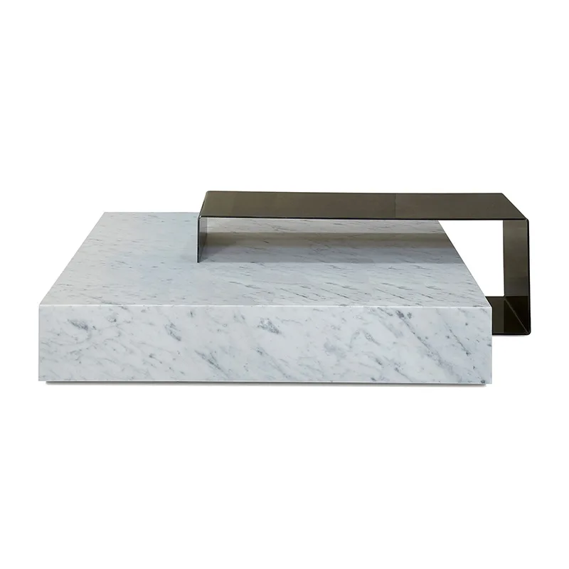 Modern minimalist marble coffee table Rectangular stainless steel marble  table simple low square table