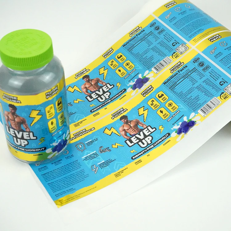 spot uv bright silver bopp rectangle supplement exquisite custom label waterproof sticker for bottle packaging