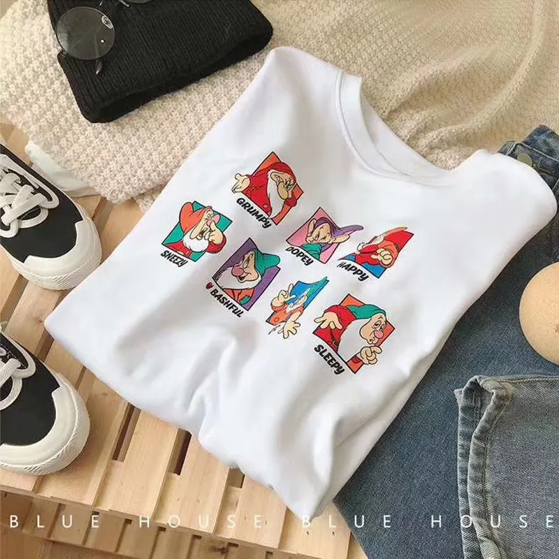 2021 summer Korean style loose all-match White half sleeve T-shirt top clothes Mickey cotton short sleeve t-shirt for women