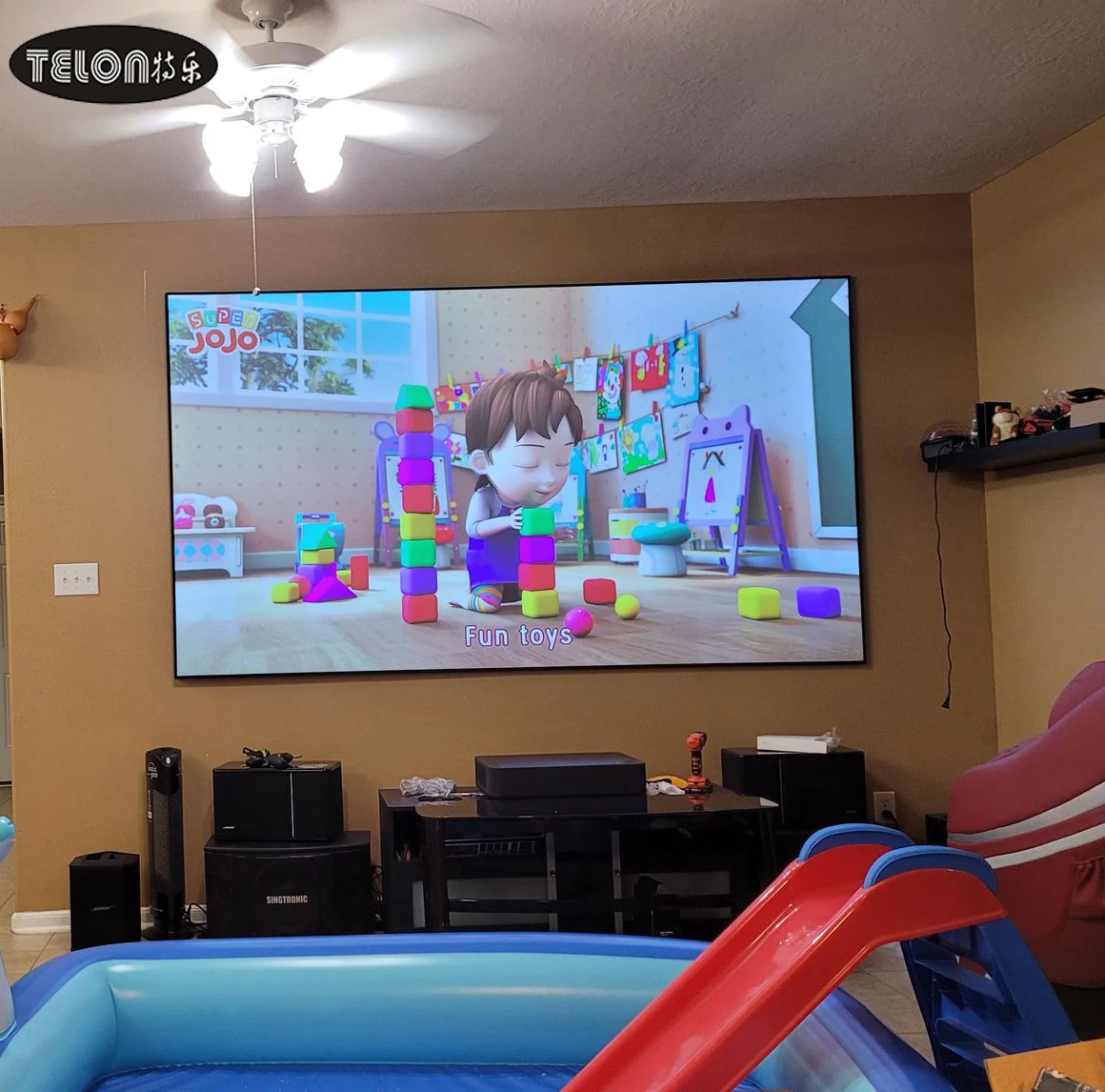 Проектор с кристаллами для домашних животных, 120 дюйма, 4K, с неподвижной рамкой