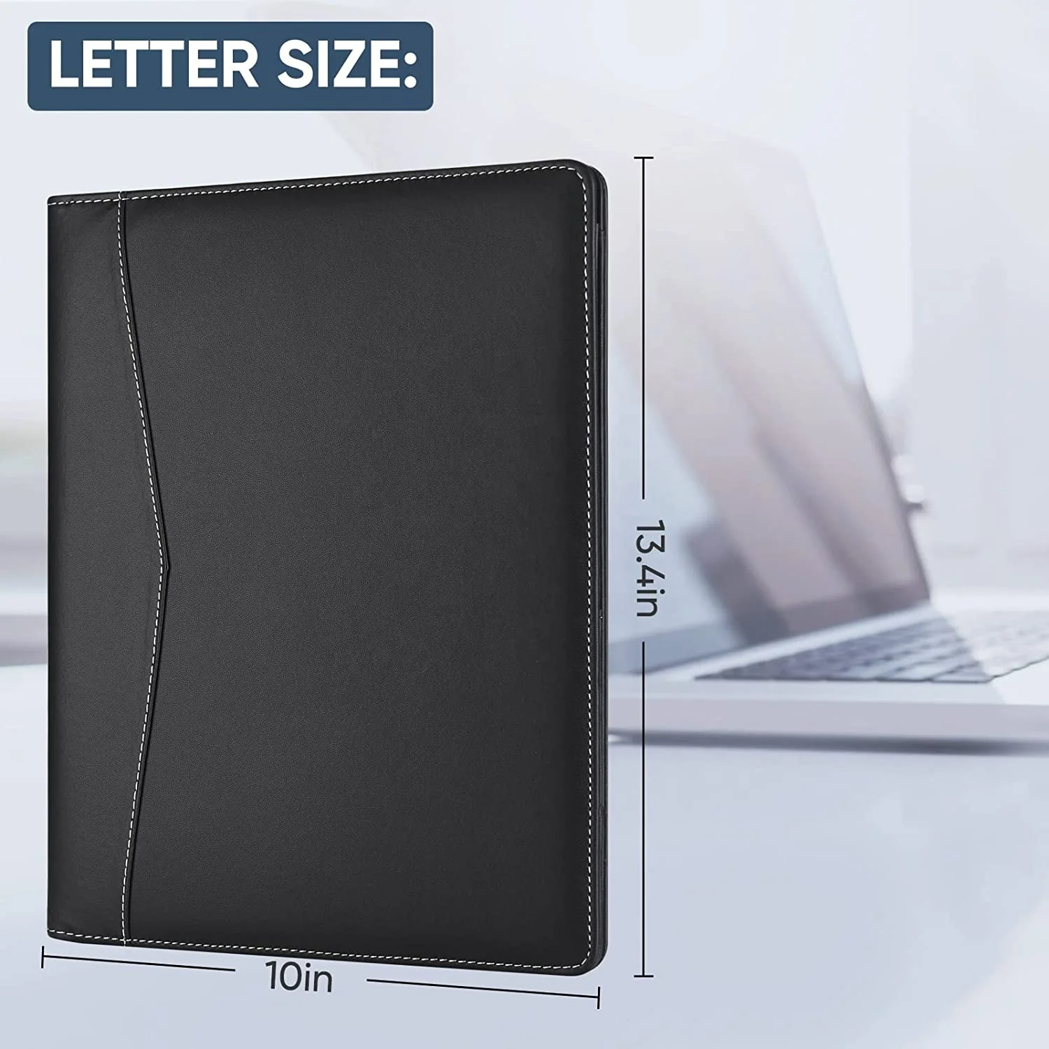 Portfolio Leather Binder Interview Legal Document Organizer Business Card Holder Included Letter Sized Writing Pad