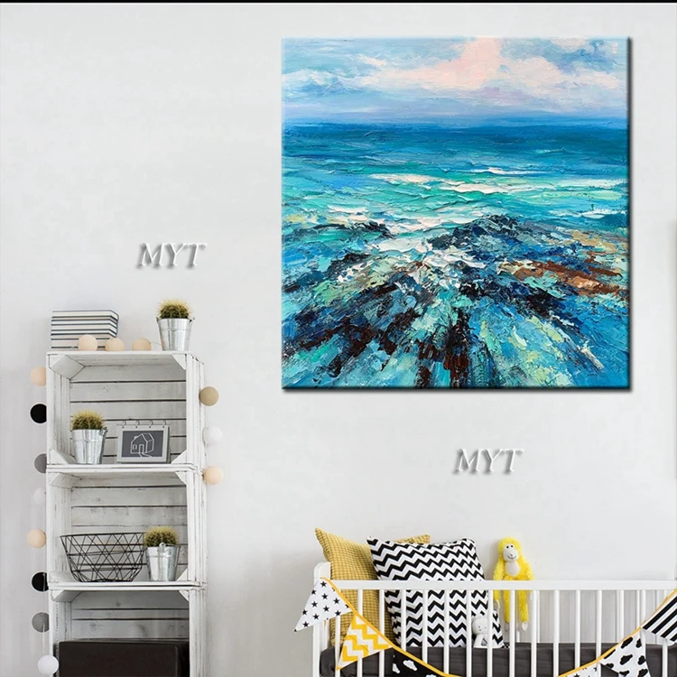 
New Arrival Acrylic Wall Art Decor Artwork And Craft Hand-painted Oil Painting Sea Wave 