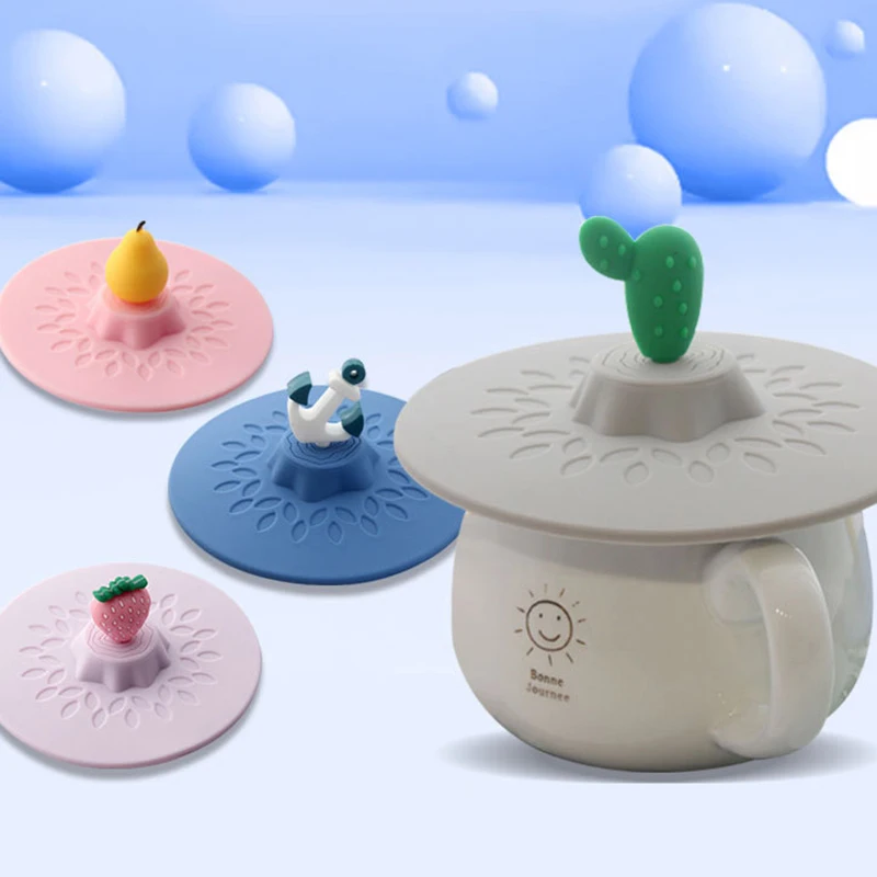 New funny silicone little cartoon cup cover/lid Food Grade Custom Silicone Cup Lid silicone coffee cup covers
