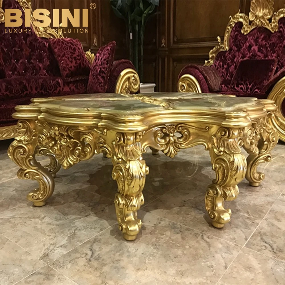  Изысканный деревянный журнальный столик ручной работы Louis XV в итальянском стиле с мраморной крышкой для