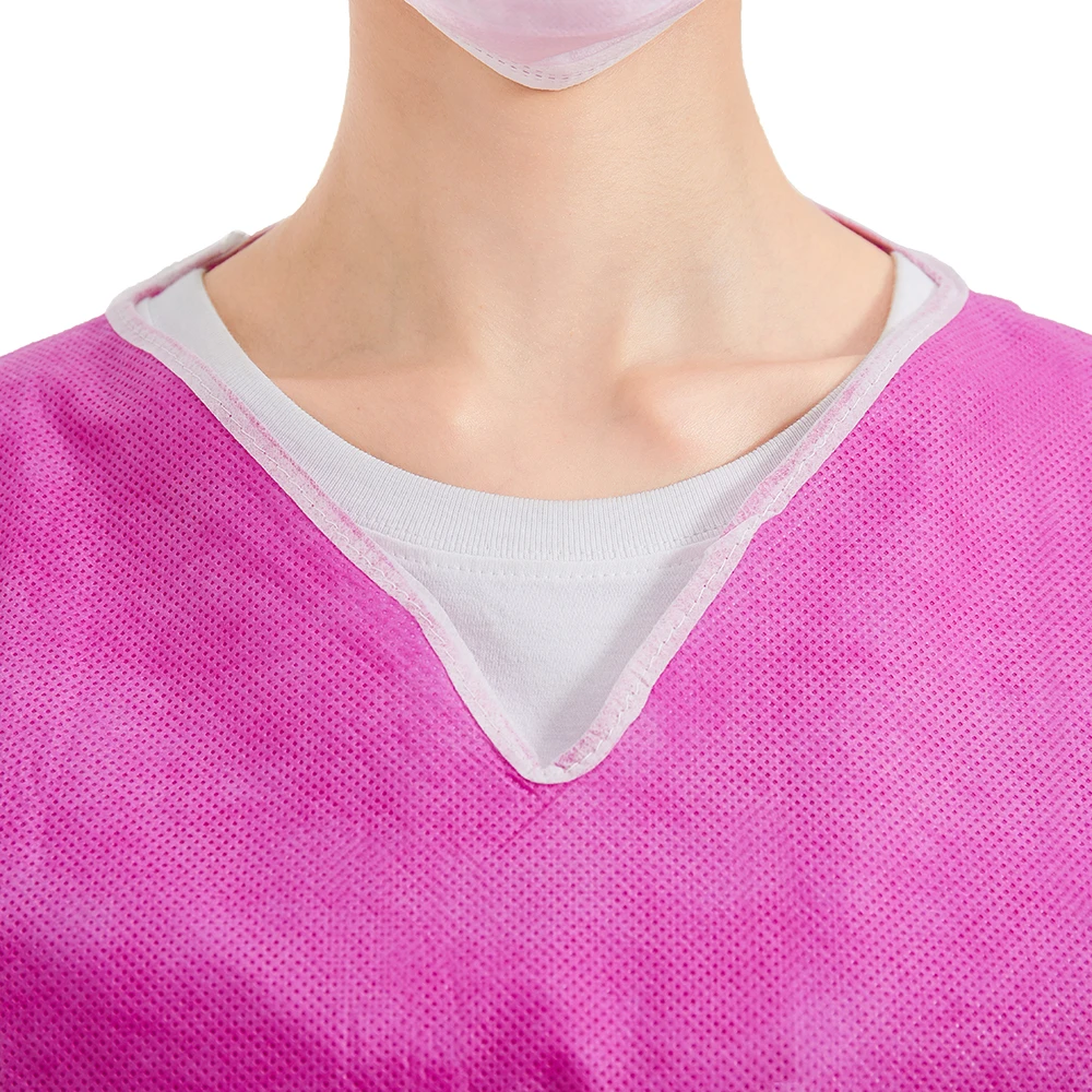 SMS scrub suits uniforms doctors scrub suits hospital using disposable V-neck nonwoven scrubs sets with short open sleeve