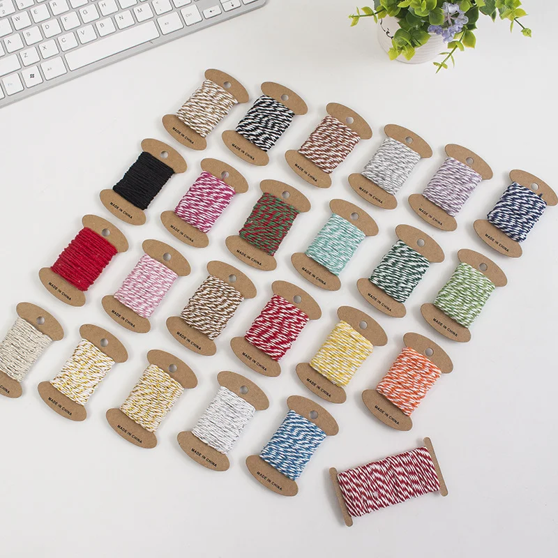 Cotton Recycle Rope Baker Twine Twisted Double Color Natural Rope 10m Per Card For Diy