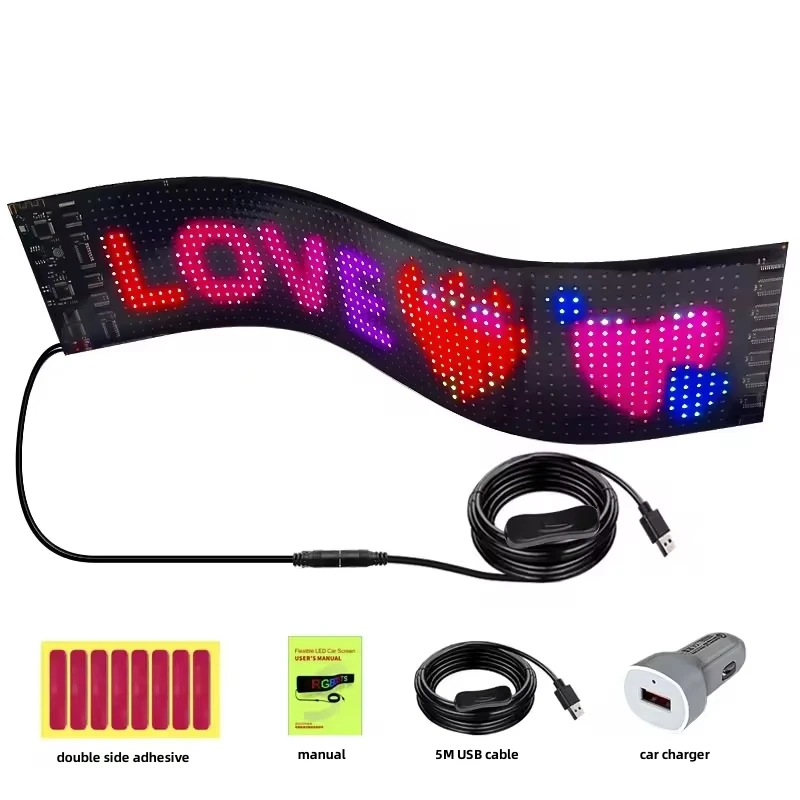 Dropshipping custom smart car led sign app control programmable led car display waterproof Flexible EL Glow Pixel LED Panel