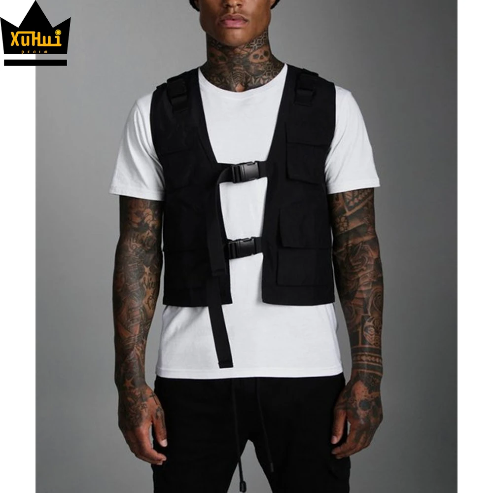 Fashion waistcoat vest for mens custom straps nylon work training breathable utility vest mesh homme