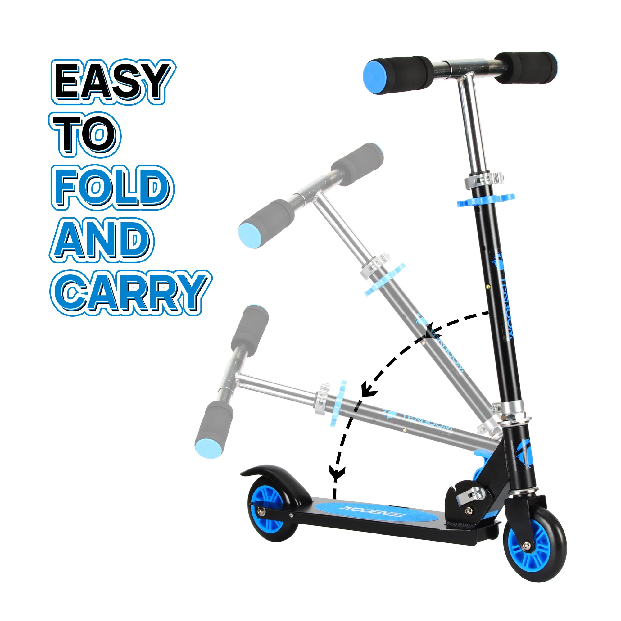 Folding Kick Scooter for Kids 2 PU Wheels Rear Brake Adjustable Height Sports Kick Scooter for Girls and Boys Kids