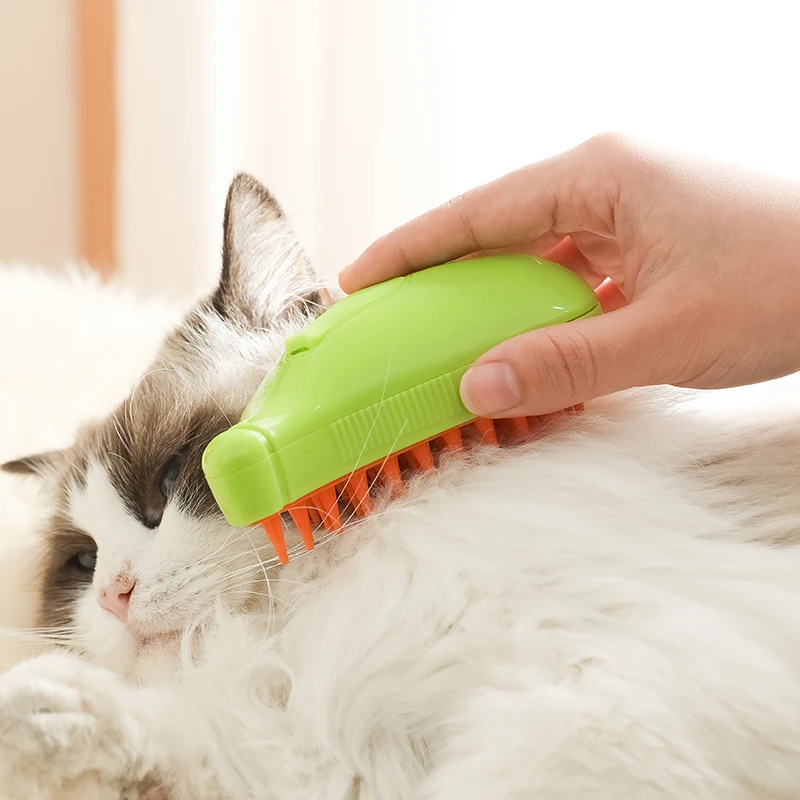 Factory Direct Sales Pet Grooming Products Cat Steam Brush Rechargeable Cat Slicker Brush With Massage