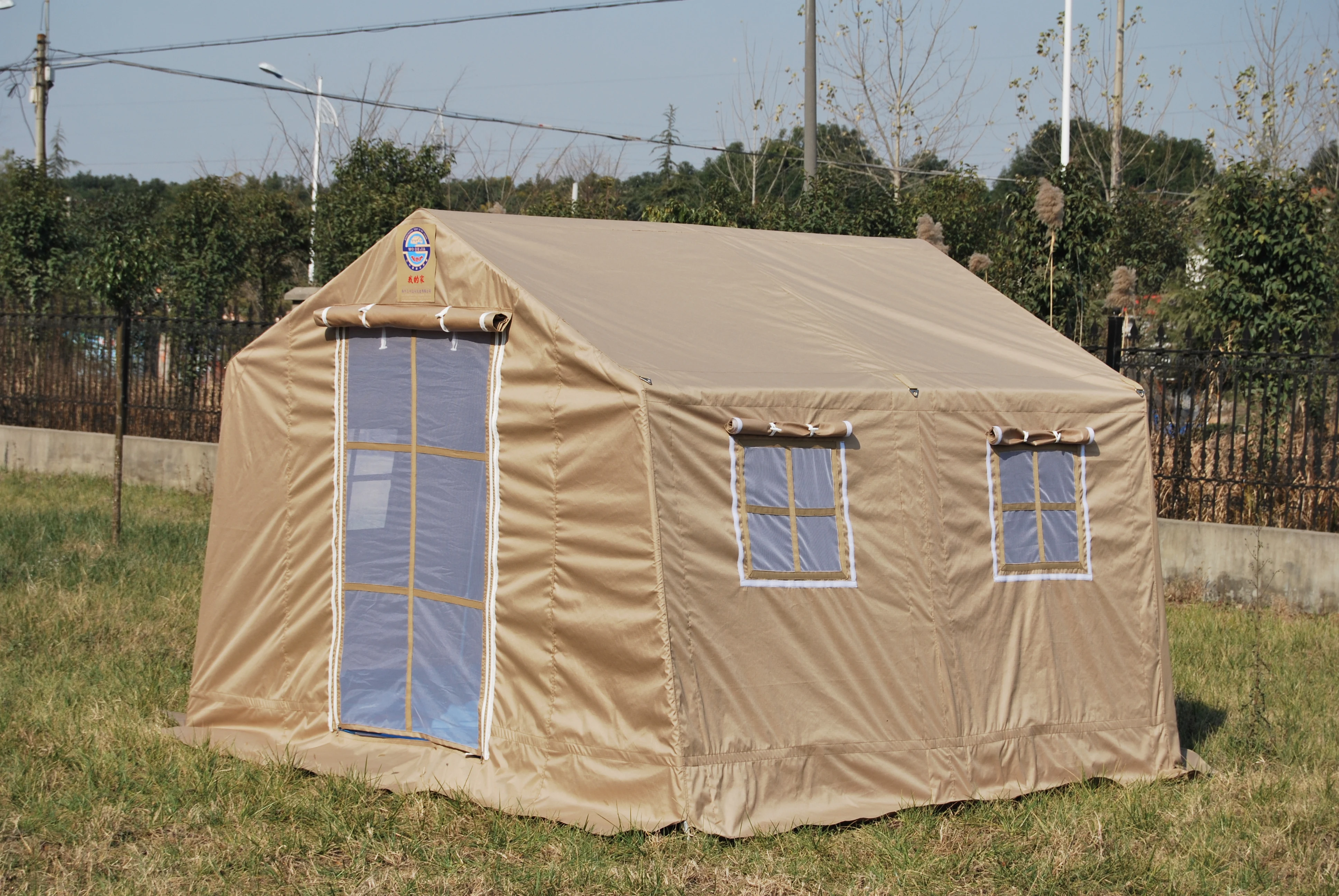 Big quantity khaki tents  In stock  outdoor tents 3*4m emergency tents