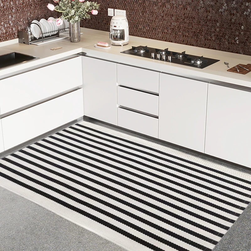 New Arrival Doormats Indoor Black White Cotton Floor Mat Buffalo Check Rug