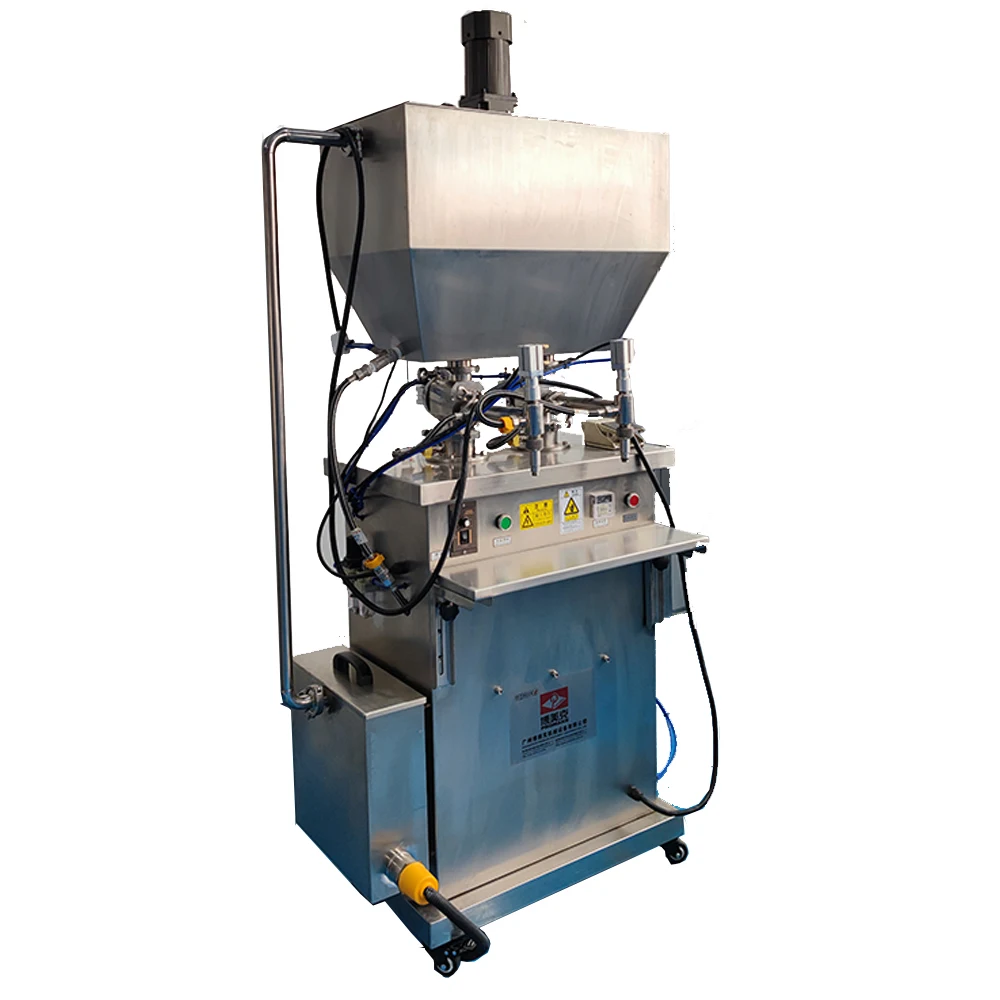 Лидер продаж, полуавтоматическая машина для наполнения кремом, мылом, гелем, воском для волос с вертикальной двойной головкой и постоянной температурой