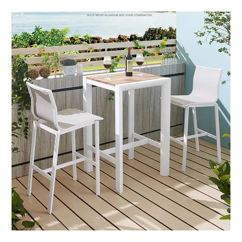 Modern 3 Piece white Luxury Garden Furniture Aluminum Outdoor Patio High Bar Dining Table Chairs Set for Sale