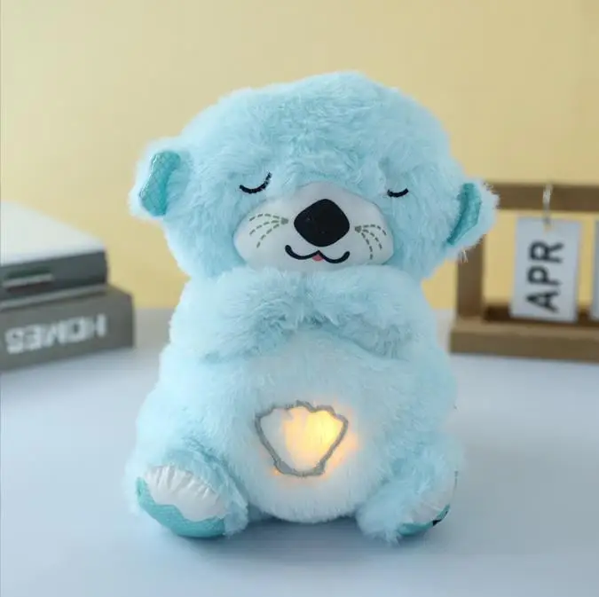Custom plush breathing baby otter soothing toy sleeping baby sleeping otter plush doll gift otter doll