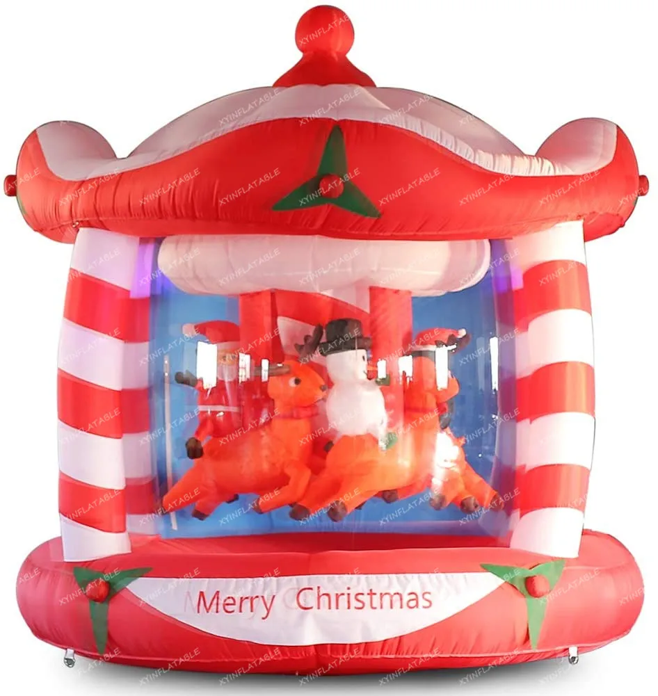2024 Hot sale outdoor inflatable Christmas carousel, Christmas yard inflatables for decoration