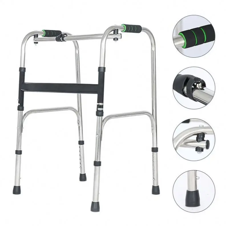 Cheap Rehabilitation training device aluminum folding walker adjustable portable walking frame medical deambulateur pliant
