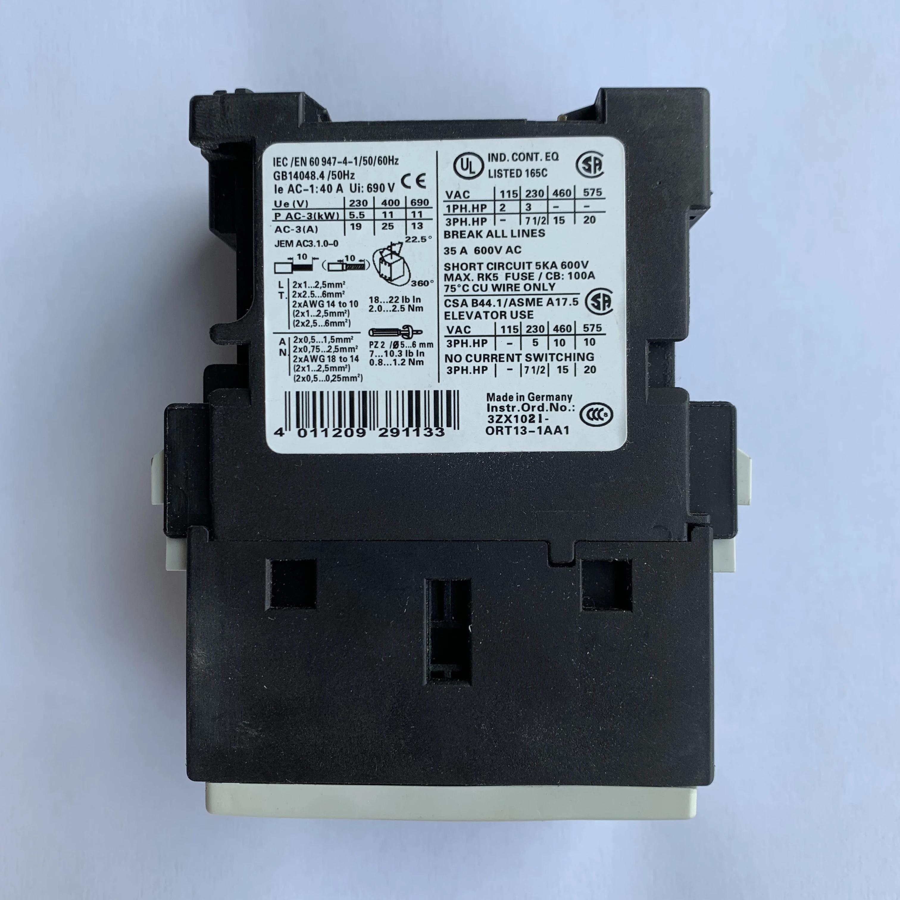 Контактор питания 3RT1026-1BB40