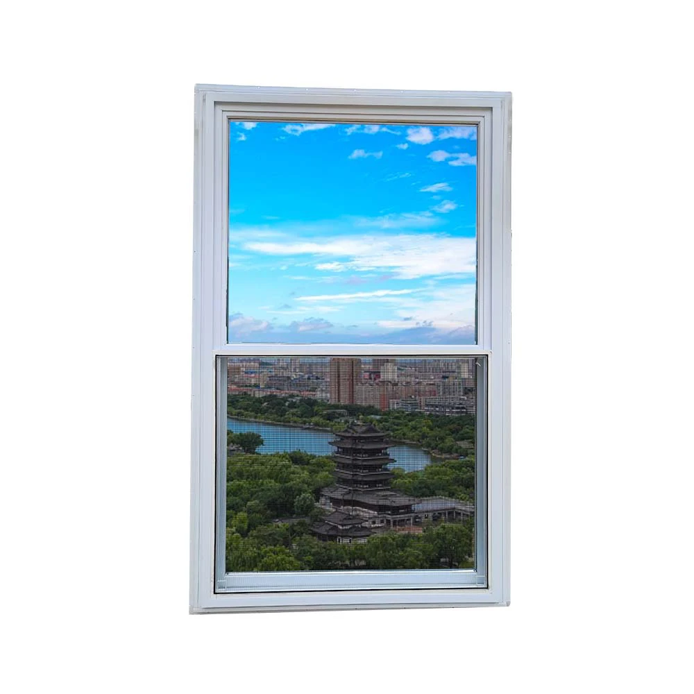 Chinese manufacturer customized american style vinyl upvc profile double hung windows with competitive price