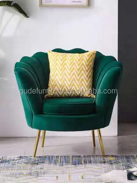 2024 Fashion light Luxury living room gold sofa chair  with red fabric for sale GD-SF03-SG