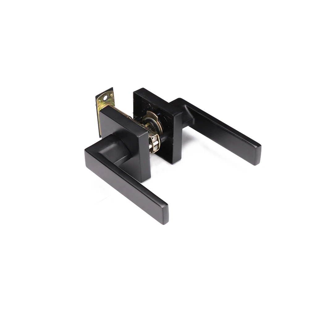 Entry Lever Door Handle and Single Cylinder Deadbolt Lock and Key Slim Square Locking Lever Handle Set