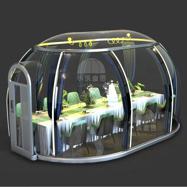 Detachable container bubble tent Camping 4x8m party Tent transparent PC garden house Glamping prefab cabin Pod