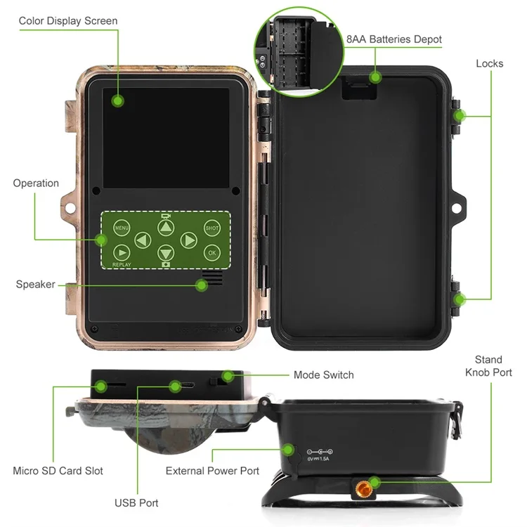 K&F Concept cellular night vision outdoor hunting trail camera mini sd cards infrared single point aa battery