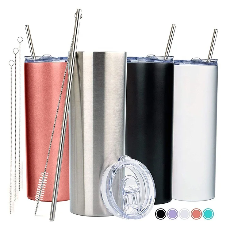 Sublimation Personalized DIY 20 Oz Stainless Steel Skinny Transparent Tumbler With Straw And Lid