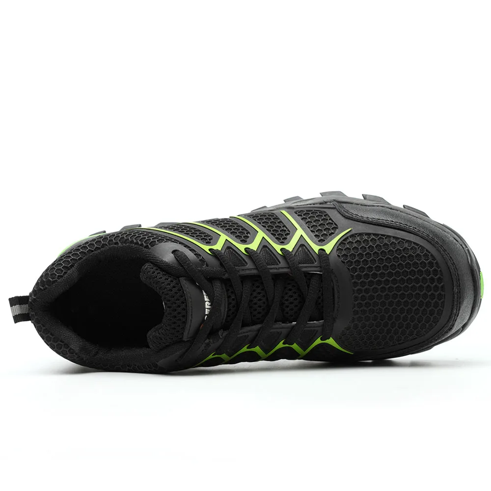 Black and Neon Green Breathable Stylish Sporty Safety Shoes