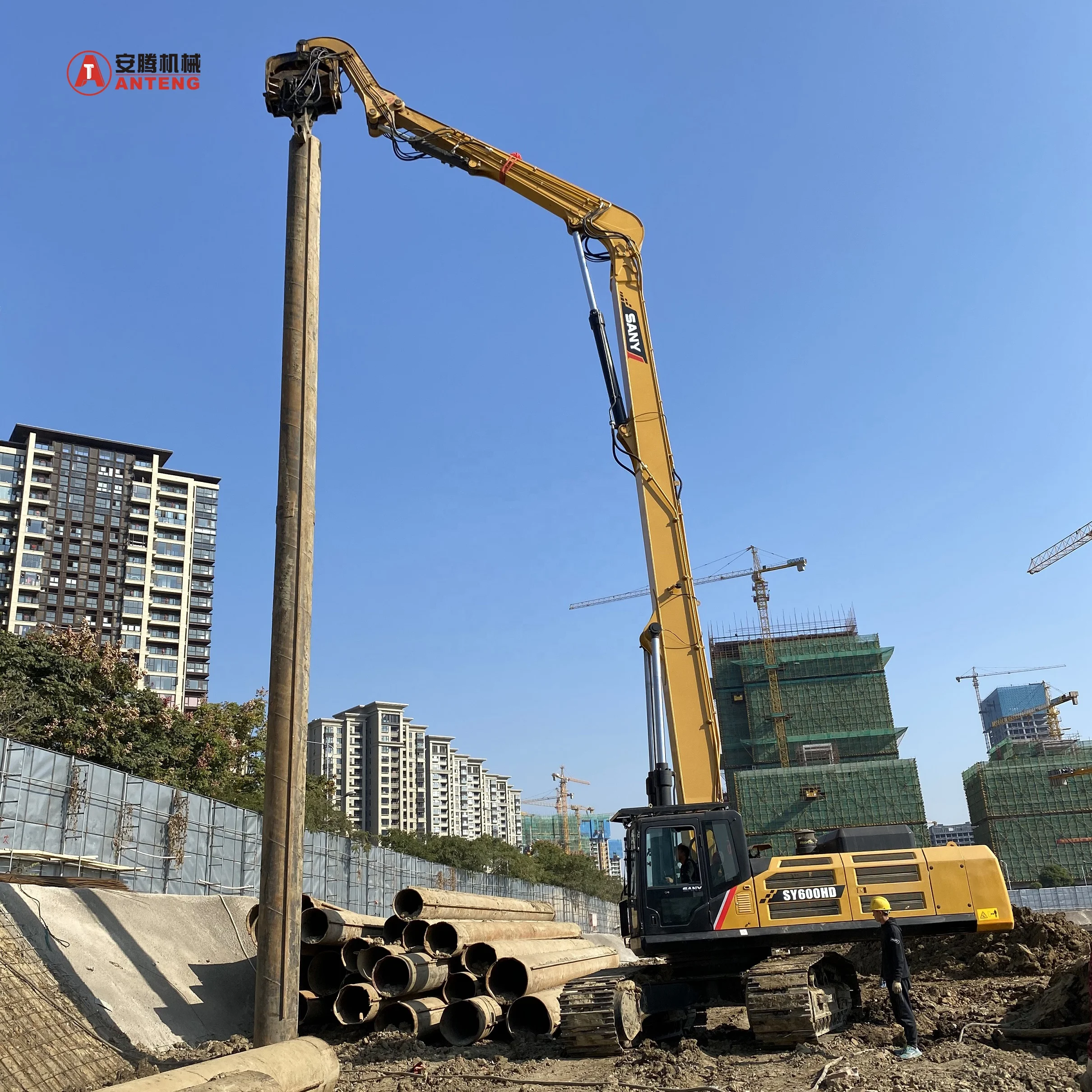 Hydraulic Top Grip Type Sheet Pile Driver for 60-65 Ton Excavator